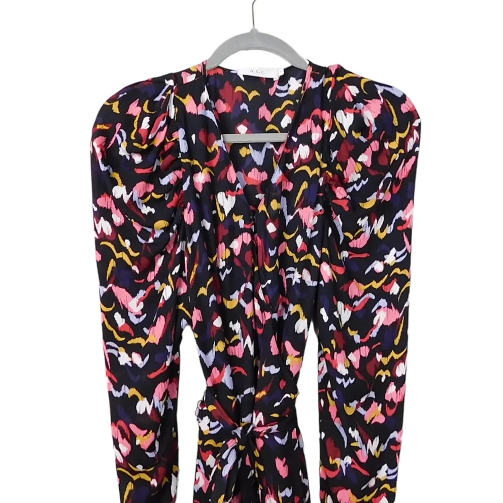 A.L.C. Tianna Long Sleeve Vacation Holiday Wrap Dress in Coral Multi size 10 - Picture 2 of 8